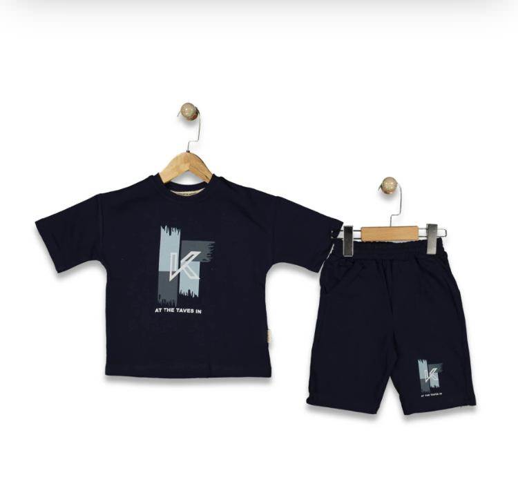 1009 Ensemble Short Enfant Imprimé Lettre K – Image 1