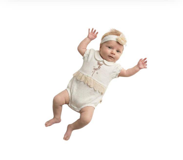 1012 Ensemble Waffle Enfant Brodé Papillon – Image 1