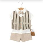 Combinaison Bébé Rayée Avec Nœud Papillon