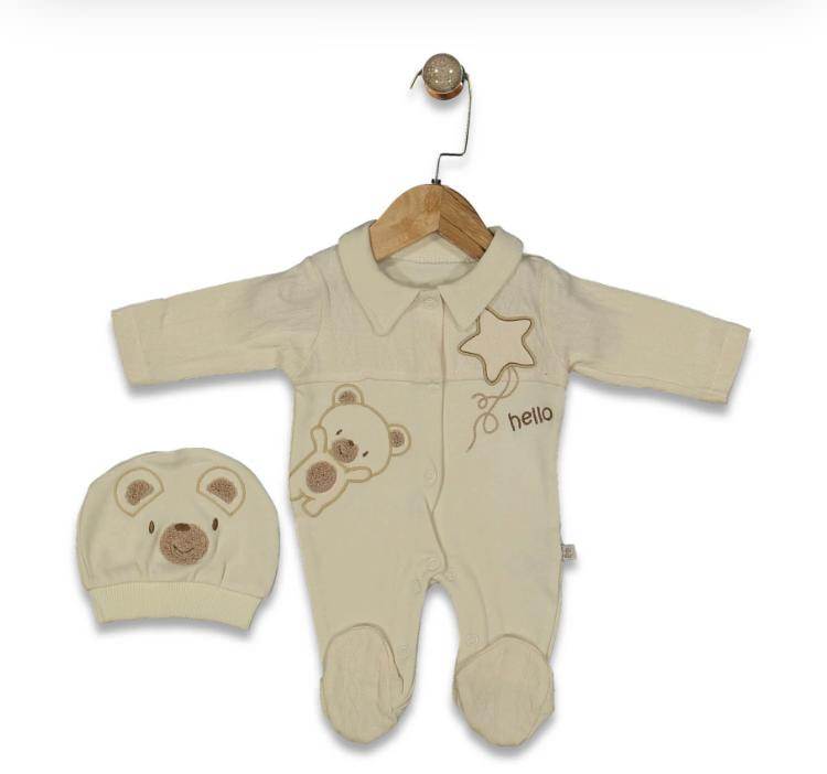 1028 Combinaison Bébé Ours Brodé Étoiles Hello – Image 1