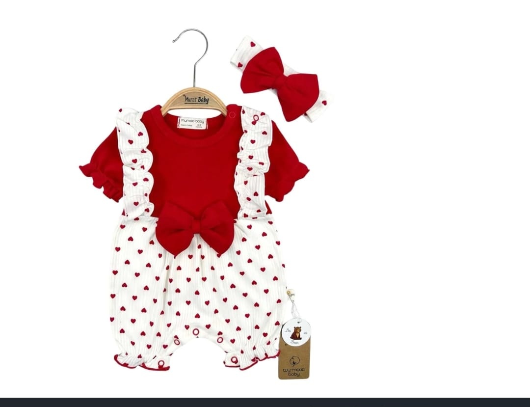 1031 Combinaison Bébé À Volants Et Motifs Cœurs – Image 1