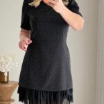 Robe Femme À Pois Col V Et Manches En Tulle