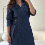 Robe En Jean Femme Ceinturée À La Taille