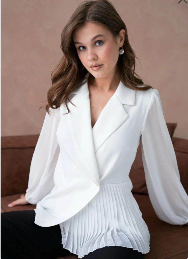 121 Veste Femme Plissée À Manches En Tulle – Image 1