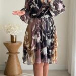 Robe Femme Col V À Manches En Tulle