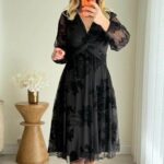 Robe Fleurie Femme Col V En Tulle