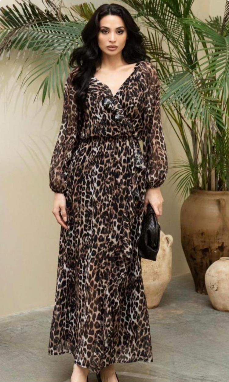 127 Robe Longue Femme Col V Élégante – Image 1