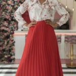Ensemble Chemise Et Jupe Femme Plissée Classique