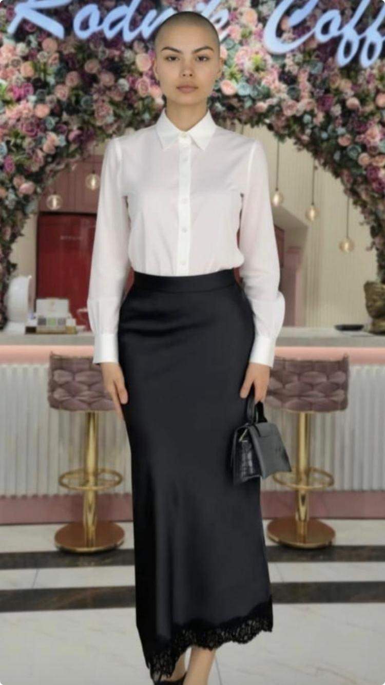 138 Ensemble Chemise Et Jupe Femme Avec Détails En Guipure – Image 1