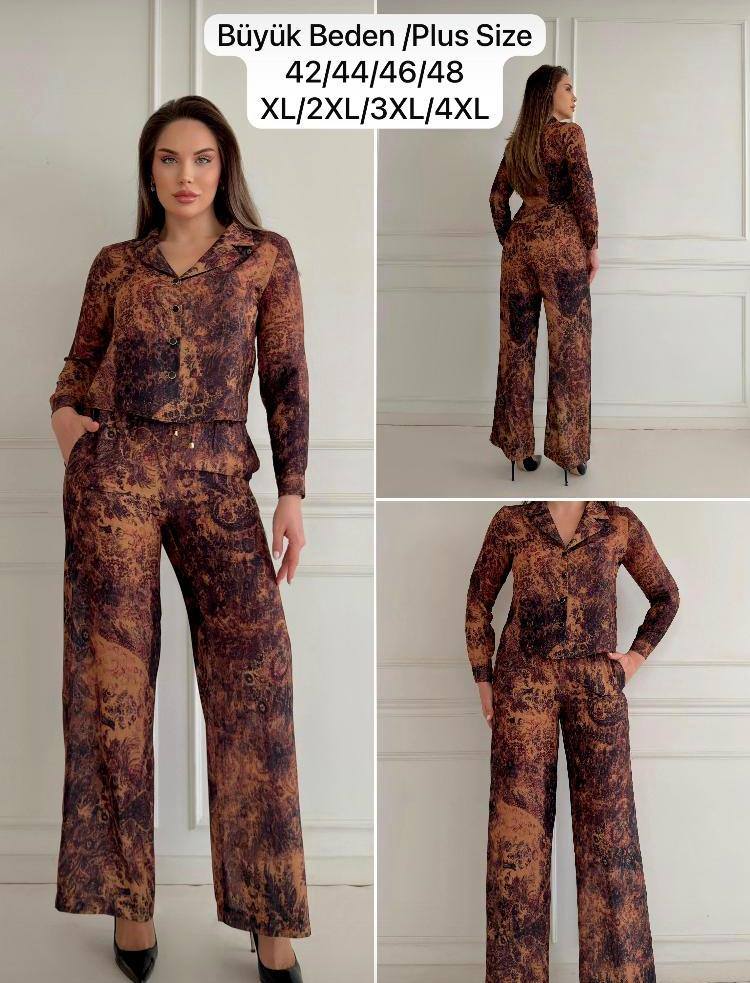 149 Ensemble Chemise Et Pantalon Grande Taille Femme – Image 1