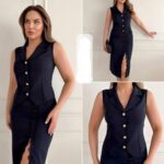 Gilet Grande Taille Femme À Boutons Dorés