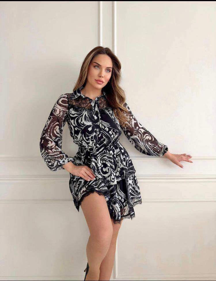 153 Robe Grande Taille En Dentelle À Volants – Image 1