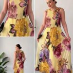 Robe Longue Femme Plissée Élégante