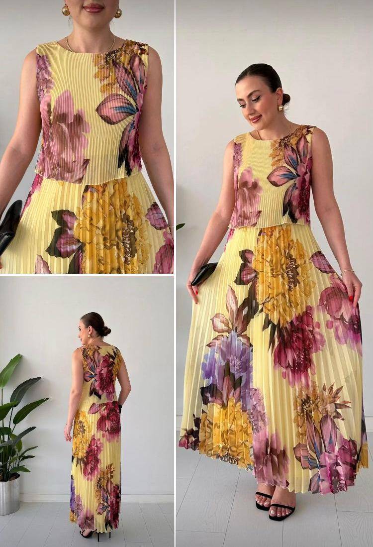 154 Robe Longue Femme Plissée Élégante – Image 1